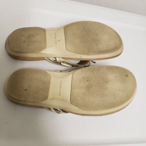 Michael Michael Kors sz 7.5 gold thong Sandals leather support - Picture 7 of 12